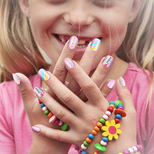Load image into Gallery viewer, 72 Pieces Kids Stick On Nails False Nails Fake Nails Kit ress on Artificial Nail Tip Girl Fingernail Full Cover Short for Girls Children Nail Art Decoration, 3 Boxes (Cat, Unicorn, Dolphin)