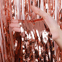 Load image into Gallery viewer, Hejo 5 Pack Rose Gold Foil Curtain, 3.3ft x 6.6ft Metallic Tinsel Curtains, Glitter Curtain Backdrop for Wedding, Party, Birthday, Christmas, Halloween, Bachelorette, New Year Decor