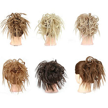 Load image into Gallery viewer, Messy Hair Bun for Women Chignons Synthetic Hair Extensions Wavy Donut Updo Scrunchy Curly Hairpieces (27T613/Light Brown & Ash Blonde)