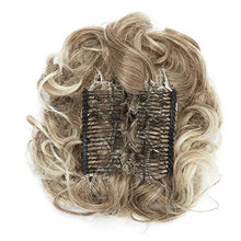 Load image into Gallery viewer, Scrunchie Hair Piece Curly Messy Hair Bun Updo Scrunchy Hair Extensions Clip In Combs Chignons Wavy Ponytail Extension - Ash Brown & Bleach Blonde