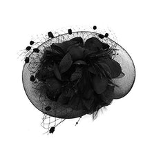 Load image into Gallery viewer, Women Ladies Flower Feather Fascinators Black Pillbox Hat Bowler Hat Party Hat Bridal Wedding Hair Accessories with Hair Clip Hair Loop Hairpin for Evening Prom Church Burlesque Race Derby Ascot Hat