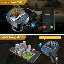 Load image into Gallery viewer, Cocoda Bluetooth FM Transmitter for Car, Blue Ambient Ring Light Wireless Radio Car Receiver Adapter Kit with Hands-Free Calling, Dual USB Charger 5V/2.4A and 1A, Support SD Card, USB Disk (Black)