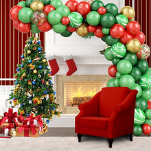 Load image into Gallery viewer, Christmas Balloon Arch Kit, Red Green Merry Christmas Balloons Garland Arch Kit, 90pcs Red Green Gold Latex Balloons Agate Balloons for Christmas Holiday New Year Birthday Party Decorations