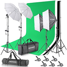 Load image into Gallery viewer, Neewer 2.6M x 3M/8.5ft x 10ft Background Support System and 800W 5500K Umbrellas Softbox Continuous Lighting Kit for Photo Studio Product,Portrait and Video Shoot Photography