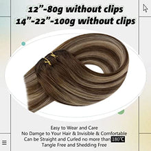 Load image into Gallery viewer, Hetto Clip in Hair Extensions Balayage Brown Human Hair Clip on Hair Extensions Real Remy Clip in Extensions Human Hair Dark Brown to Caramel Blonde 100g 18Inch #4/27/4