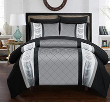 Load image into Gallery viewer, LAZZARO King Size Duvet Set, Non-Iron Kingsize Duvet Covers Bedding Sets, 3 Pcs with Zipper Closure + 2 Pillowcases 230 cm x 220cm Black/White/Grey