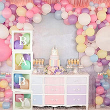 Load image into Gallery viewer, ALITREND Baby Shower Boxes Party Decoration, 4PCS Transparent Balloon Boxes Baby Block Decoration with Letter for Gender Reveal Party Boys Girls (White)