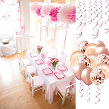 Load image into Gallery viewer, Birthday Party Decorations Rose Gold Birthday Banner Birthday Decorations for Girls and Women Including “Happy Birthday” Banner Foil Balloons Paper Pom Poms Confetti Balloon Party Supplies