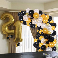 Load image into Gallery viewer, Black Gold Balloon Arch Kit, 120pcs Metallic Gold Black Balloon Garland Arch Kit with Gold Confetti Balloons, for Men Women Birthday Party Wedding, Eid Mubarak, Graduation Decorations, New Year