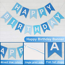 Load image into Gallery viewer, Happy Birthday Banner, Happy Birthday Banners with Blue Latex Balloons/Confetti Balloons, Blue Happy Birthday Bunting Banners for Girls Boys 1st 18th 21st 30th Any Ages Birthday Party Decorations