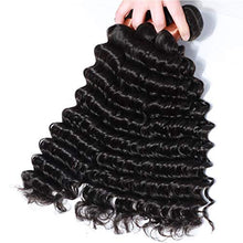 Load image into Gallery viewer, BLACKMOON HAIR Brazilian Virgin Hair Deep Wave Bundles 3 Bundles Unprocessed Virgin Human Hair Extension Deep Curly Hair Weave Natural Black Color(24 24 26 Inch)
