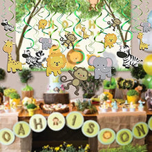 Load image into Gallery viewer, Konsait Jungle Animals Party Swirl Decorations, 30 Pack Hanging Swirl Animals Party Supplies Jungle Theme Birthday Party Decorations