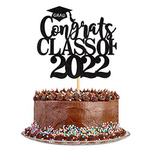 Load image into Gallery viewer, Blumomon 1Pc Black Glitter Congrats Grad Cake Topper 2021 Graduation Party Decorations Supplies Graduation Cake Topper Happy Graduation Party Decorations