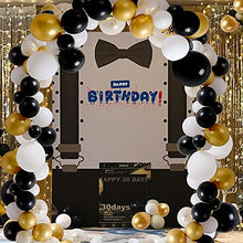 Load image into Gallery viewer, 103pcs Black Gold Confetti Party Balloons, 18inch Large Black White Balloons 12inch Birthday Graduation New Years Decorations with 4 Accessories Party Supplies Garland Arch Kit for Kids and Adults