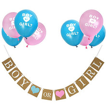 Load image into Gallery viewer, Boy or Girl Banner and Gender Reveal Balloons Set for Baby Shower Gender Reveal Party Pregnancy Announcement