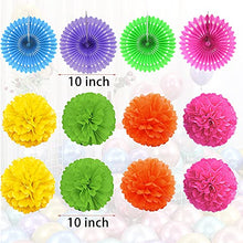 Load image into Gallery viewer, DOJoykey 21 Pcs Party Decoration Set, Hanging Paper Fans, Pom Pom Flowers, Paper Bunting Flags and Polka Dot String for Birthday, Wedding, Baby Shower, Fiesta Party Decoration