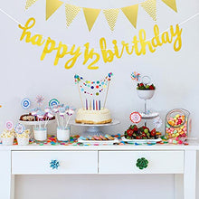 Load image into Gallery viewer, 6 Months Banner Happy Birthday Banner Happy 1/2 Birthday Banner Glitter 1/2 Half Year Cake Topper Triangle Flag Banner for Half Year Baby Shower Birthday Party Decoration, Pre-Strung (Gold)