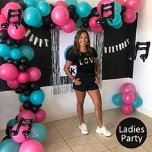 Load image into Gallery viewer, Heboland Music Theme Balloon Garland Arch Kit for Girls Ladies Birthday Decorations Party Supplies,Tik Tok 105Pcs Hot Pink Black Tiffany and Music Note Foil Balloons