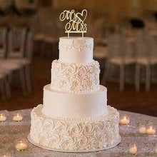 Load image into Gallery viewer, AILANDA Wedding Cake Topper Personalised Mr and Mrs Cake Toppers Retro Wooden Cake Topper with Heart Shape for Wedding Engagement Valentine Anniversaries Cake Decoration 5x5.7 Inches