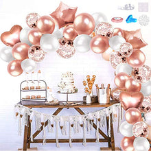 Load image into Gallery viewer, iZoeL Rose Gold Balloon Arch Garland Kit for Girl Woman Birthday Party Decoration with Tape Strips Tie Tools Flower Clips Latex Confetti Foil Star Balloon - Anniversary Celebration Supplies
