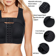 Load image into Gallery viewer, Bafully Women Post Surgery Front Closure Sports Bra with Breast Support Wirefree Racerback (Black, 3XL)
