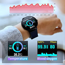 Load image into Gallery viewer, Smart Watches for Women, Fitness Watch for Men with Blood Pressure Temperature Heart Rate Sleep Monitor, Full Touch Screen Fitness Tracker Waterproof Smartwatches for Women Men Black/Grey
