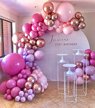 Load image into Gallery viewer, GIHOO Hot Pink Balloon Garland Arch Kit, 140Pcs Pink Rose Gold Chrome Balloons for Birthday Wedding Party Balloons Decorations, Baby Shower Decorations for Girl
