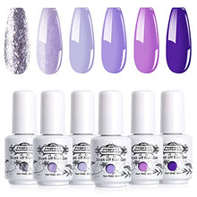 Load image into Gallery viewer, Perfect Summer Lavender Gel Nail Polish Set - Pastel Nude Purple Colour Gel Polish Set UV LED Soak Off Nail Salon Set Varnish Manicure, 8ml each