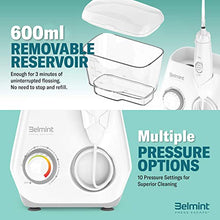 Load image into Gallery viewer, Belmint Water Flosser for Teeth Cleaning - Countertop Oral Irrigator Teeth Cleaner for Braces & Bridges with 10 Adjustable Water Jet Pressures - 8 Multifunctional Tips, 600ml Capacity