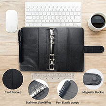 Load image into Gallery viewer, Mlife Ring Binder Set - 28pcs Leather Notebook Budget Binder with Clear Cash Envelopes,Budget Sheets and Label Stickers,Cash Organizer Money Saving Binder for Travel and Diary Black