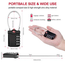 Load image into Gallery viewer, ZHEGE Luggage Locks TSA Approved, Suitcase Padlocks, White Code Padlock with Open Alert Indicator, Flexible Cable Travel Lock, 4 Digit Combination Padlock for Gym Locker (Black, 2 Pack)