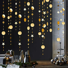 Load image into Gallery viewer, 52 Ft Gold Twinkle Little Star Party Garlands Kit Metallic Matt Gross Big Paper Circle Garland Bunting Banner Decoration for Birthday Baby Shower Wedding Graduation Ramadan Mubarak Eid Party Kids Room