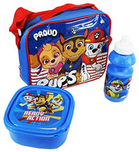Load image into Gallery viewer, Just Character 3 Piece Lunch Bag with Sandwich Lunch Box and Water Bottle with Different Cartoon Characters (Paw Patrol)