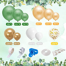 Load image into Gallery viewer, Sage Green Balloons Arch Garland Kit, Sumtoco 112pcs Avocado Olive Green Balloons Arch Set with White Gold Confetti Latex Balloons for Wedding Birthday Baby Shower Tropical Party Decorations