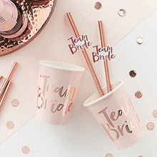 Load image into Gallery viewer, Bachelorette Straws,Hen Party Cocktail Straws,Team Bride Drinking Straws,20Pcs Rose Gold Paper Straw,Bridal Shower Paper Straws,Disposable Straws,100% Biodegradable,Plastic-Free,Eco-Friendly,Durable