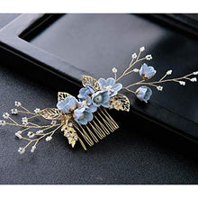 Load image into Gallery viewer, NUOBESTY Wedding Hair Comb, Wedding Hairpins Set Decorative Pearl Comb, Flower Bridal Hair Pins Set, Hair Accessories for Brides Girls 4PCS (Blue)