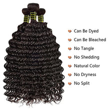 Load image into Gallery viewer, Recifeya hair Deep Wave Bundles with Frontal Brazilian Deep Wave Hair Bundles with Frontal Virgin Hair Unprocessed Ear to Ear Lace Frontal with Bundles Human Hair Extensions Natural Color(18 20 22+16)