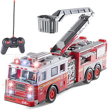 Load image into Gallery viewer, Prextex RC Remote Control Fire Truck Toy for Kids with Remote Control, Lights, and Siren Sounds Large 14-Inch/35 cm Fire Truck Best Gifts Toys for Boys