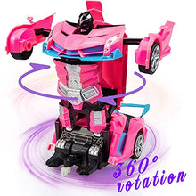Load image into Gallery viewer, Remote Control Car - Transforming Robot Toys RC Cars for Kids Boys Girls Age 8-12,1:18 Scale Transform Robot Remote Control Car 2 in 1 Transformation & 360 Speed Drifting (Pink)