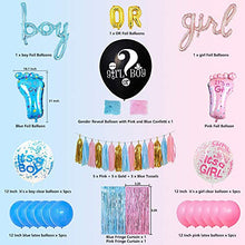 Load image into Gallery viewer, Baby Gender Reveal Party Supplies, 36 Inch Reveal Balloon, Boy or Girl Banner, Foil Balloons, Pink and Blue Clear Balloon, Metallic Fringe Curtain, Tissue Paper Tassels for Baby Shower Birthday