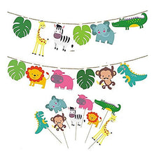 Load image into Gallery viewer, Kitchen-dream Jungle Birthday Party Decoration, Happy Birthday Banner, Safari Jungle Animal Banner, Paper Bunting Garland Set Forest Theme Birthday Festival Party Decoration