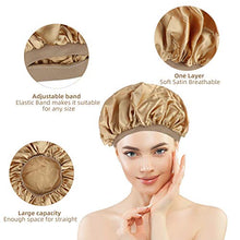 Load image into Gallery viewer, Large Satin Bonnet, KissDate 2Pack Big Silk Bonnet Sleep Cap with Elastic Soft Band, Night Sleeping Cap Silk Hair Bonnet for Woman Girl Long Black Curly Hair