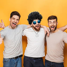 Load image into Gallery viewer, Dacitiery 3 Pcs Hippie Costume Set, Funky Afro Wig VintageSunglasses and Peace Sign Necklace Fancy Dress Hippy Accessories for60s/70s Theme Party( Black)