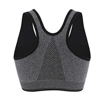 Load image into Gallery viewer, CLOUSPO Sports Bra Post Surgery Bra Zip Front Wireless with Removable Pads Yoga Bra for Workout Fitness(XL,Grey)