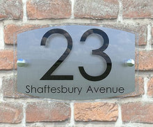 Load image into Gallery viewer, MODERN HOUSE SIGN PLAQUE DOOR NUMBER STREET GLASS EFFECT ACRYLIC ALUMINIUM NAME