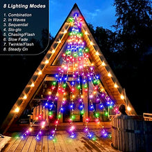 Load image into Gallery viewer, Hezbjiti Christmas Lights Outdoor, 344 LED Christmas Tree Lights with Topper Star - 8 Lighting Modes Fairy Lights Mains Powered for Christmas Decorations (Multi Colour)