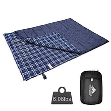 Load image into Gallery viewer, Agemore Cotton Flannel Double Sleeping Bag For Camping, Backpacking, Or Hiking. Queen Size 2 Person Waterproof Sleeping Bag For Adults Or Teens. Truck, Tent, Or Sleeping Pad, Lightweight