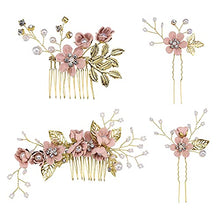 Load image into Gallery viewer, Wedding Hairpins,3 Pcs Bridal Hair Pins Wedding Flower Hair Clip Decorative Pearl Comb for Wedding Bridal Jewelry Bridal Hair Accessories Headpiece(Pink)