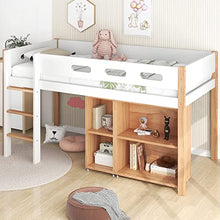 Load image into Gallery viewer, KAISAN Mid Sleeper Cabin Bed with Movable Cabinet and Ladder, 3FT Single Loft Bed Children Kids Solid Pine Wood Storage Bunk Bed Frame for Office, School, Dorm and Home,90x190cm, White