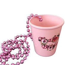Load image into Gallery viewer, Blue Planet Fancy Dress 6 Team Bride Shot Glasses Cups 1 Bride to Be Shot Glass Cup Plastic Hen Party Beaded Necklace Light Pink White Rose Gold Floral (6 Team Bride, 1 Bride to Be)